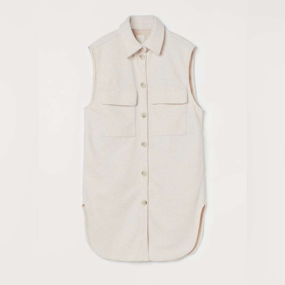 H&M Sleeveless Shirt Jacket Shacket Oversized US Women’s Size S Cream